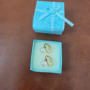 Elegant Gold Pearl Clip on Earrings
